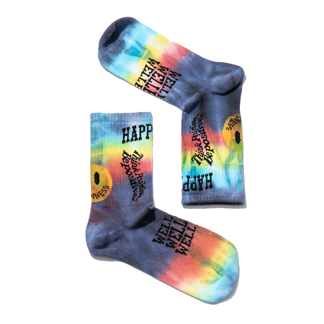 Smile - Dye Unisex Tie-dye Patterned Seamless Tennis Socks - Happiness