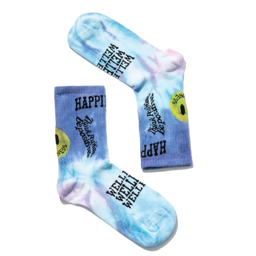 Paul Kenzie - Smile - Dye Unisex Batik Desenli Dikişsiz Tenis Çorap - Wellbeing