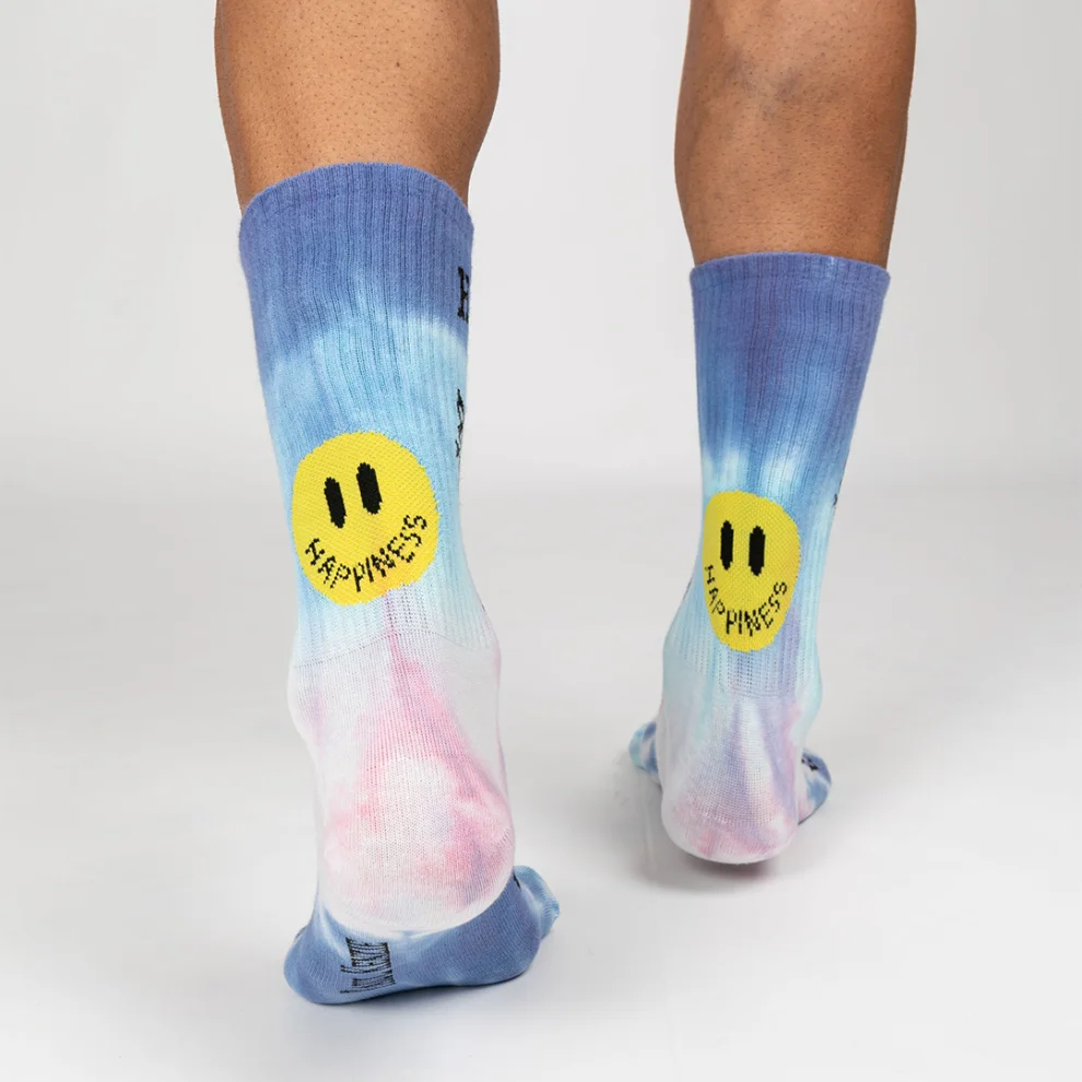 Paul Kenzie - Smile - Dye Unisex Tie-dye Patterned Seamless Tennis Socks - Wellbeing