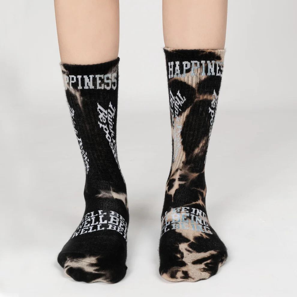 Paul Kenzie - Smile - Dye Unisex Tie-dye Patterned Seamless Tennis Socks - Space