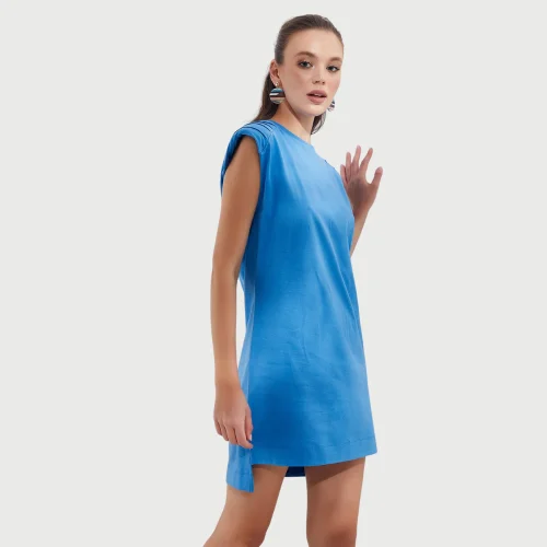 Auric - Baskılı Süs Dikiş Detaylı Vatkalı Elbise