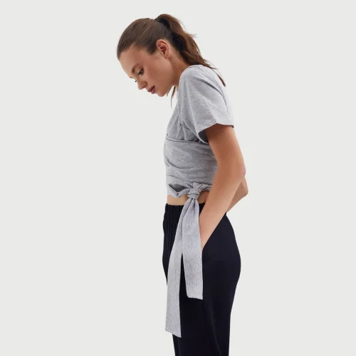 Auric - Limited Chest Tie Detailed Crop Blouse