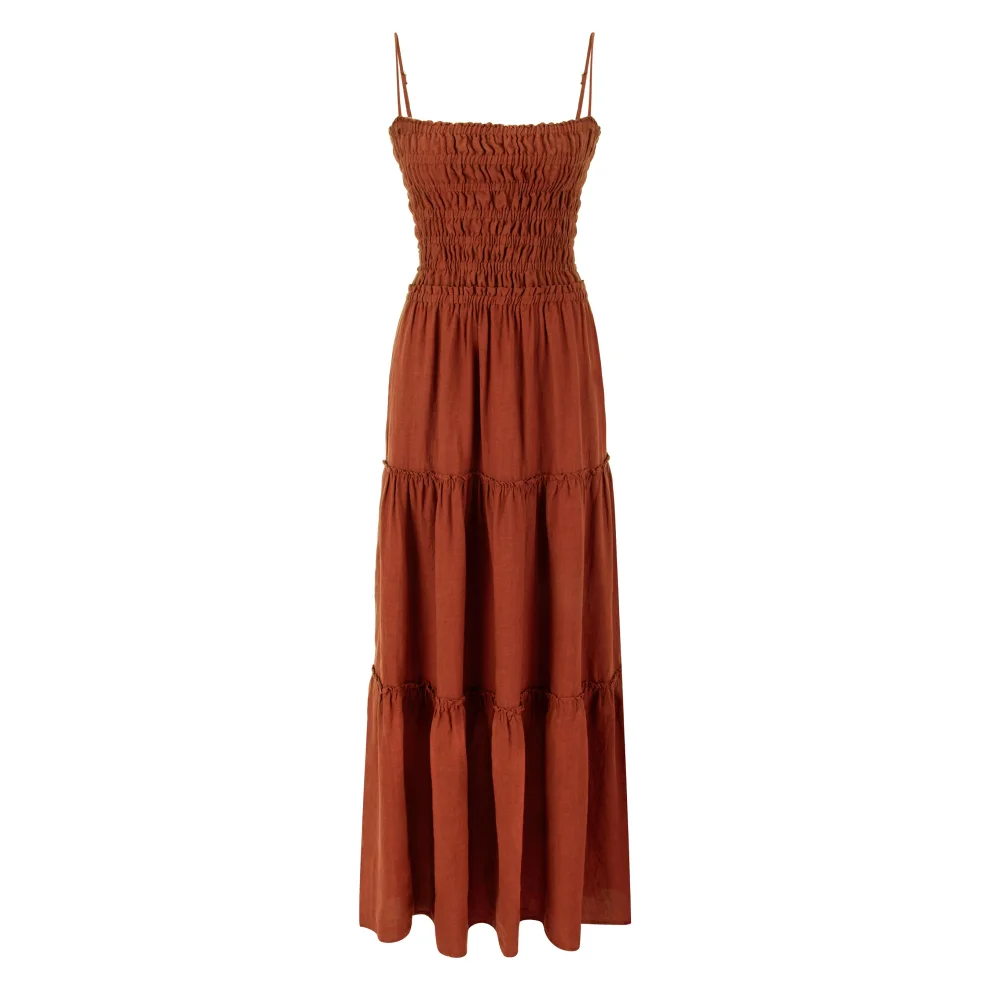 Dor Raw Luxury - Runs Through My Mind Linen Dress S Rust | hipicon