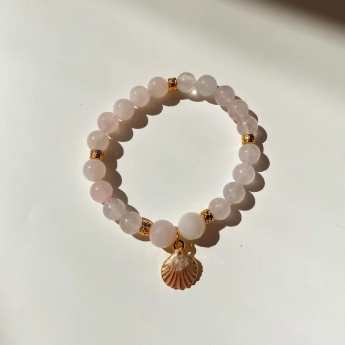 Lunysian - Rose Quartz Shell Charm Bracelet