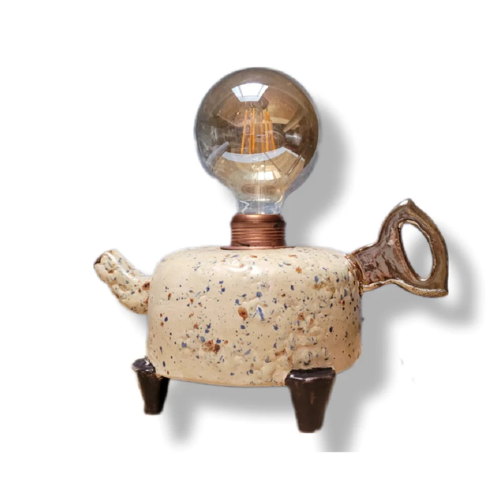 Sesiber - Vintage Çaydanlık Formlu, Benekli Dekoratif Lamba