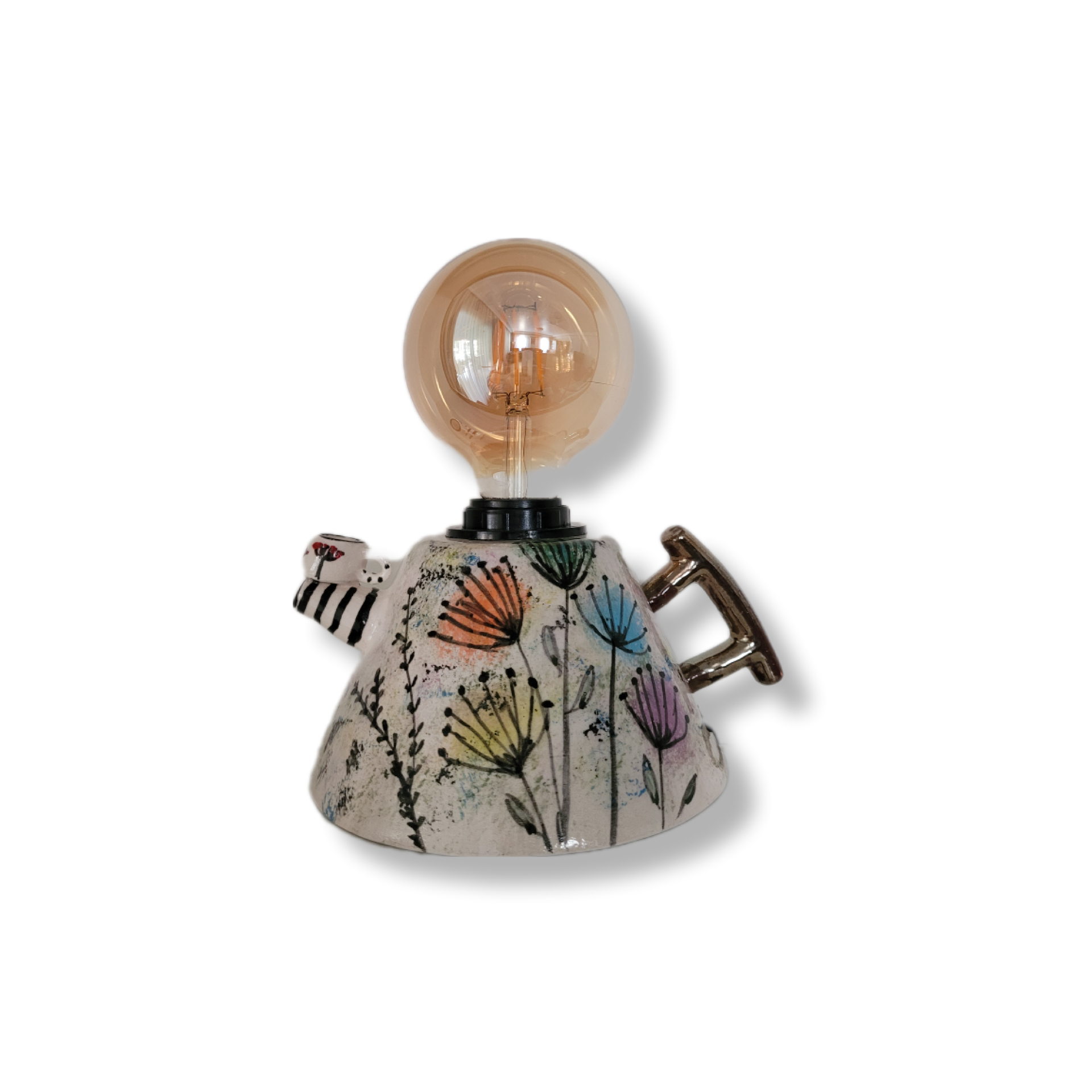 Teapot Formed, Lighting Object,  Coloured Flowers