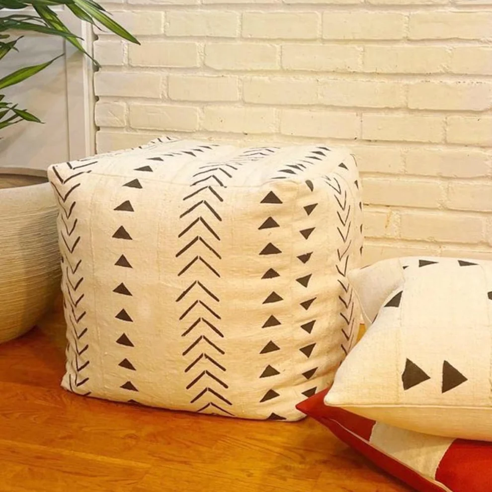 Box Co Concept - African Mudcloth Pouf