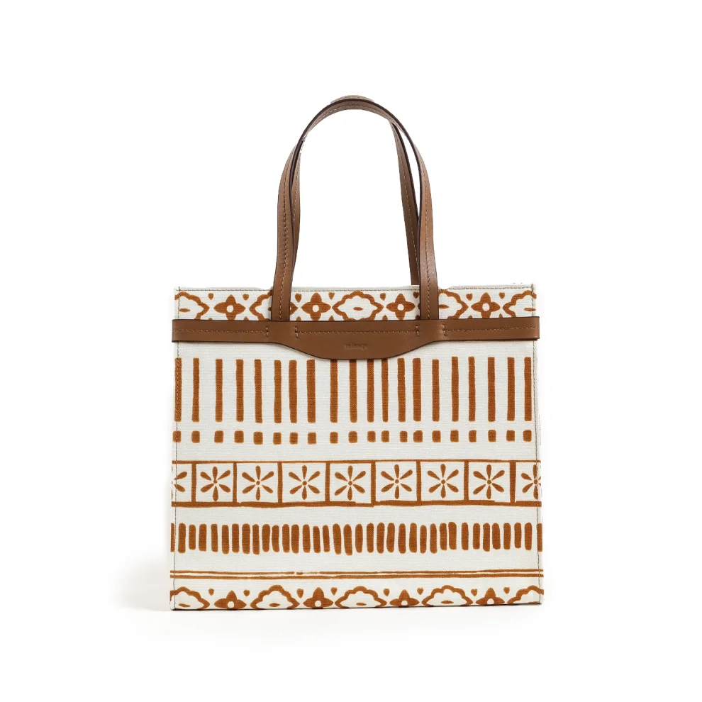 Mianqa - Fabric & Leather Tote Bag Large