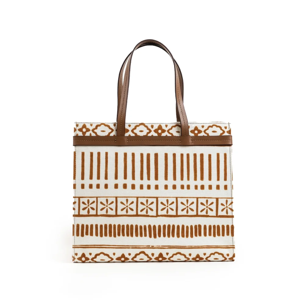 Mianqa - Fabric & Leather Tote Bag Large