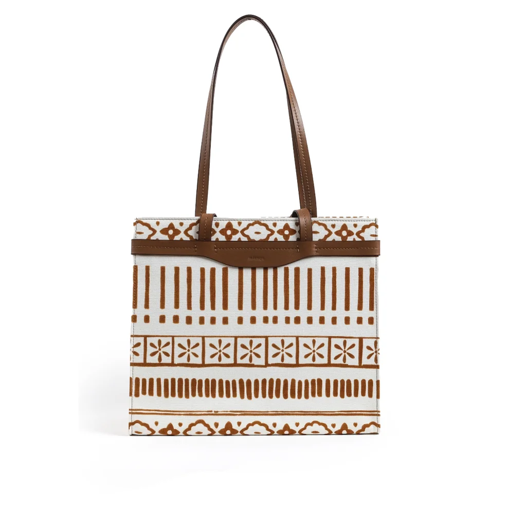 Mianqa - Fabric & Leather Tote Bag Large