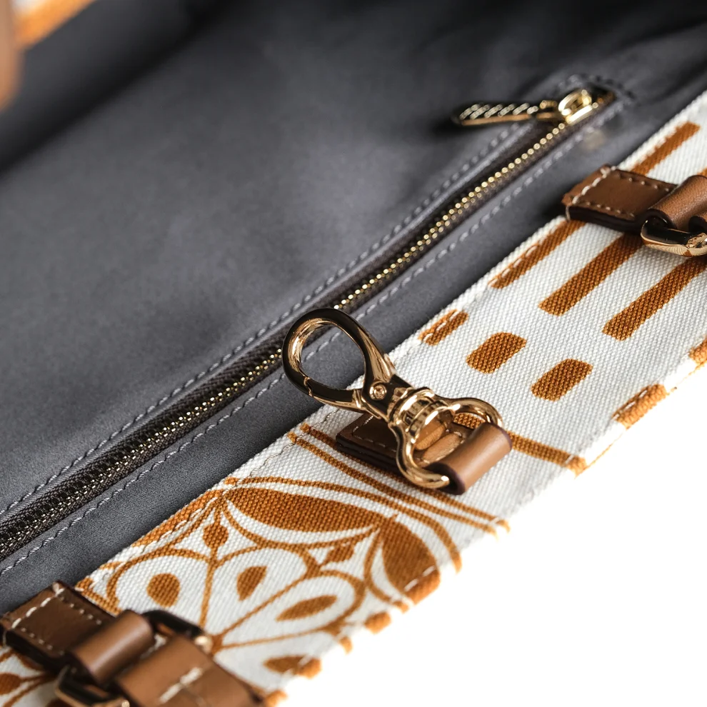 Mianqa - Fabric & Leather Tote Bag Large
