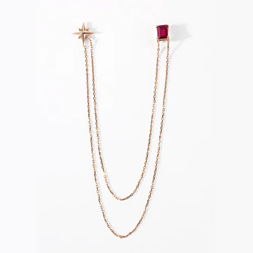The Anoukis - 14k Gold Ruby Stick Pin With North Star