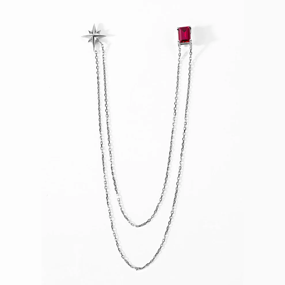 The Anoukis - 14k Gold Ruby Stick Pin With North Star