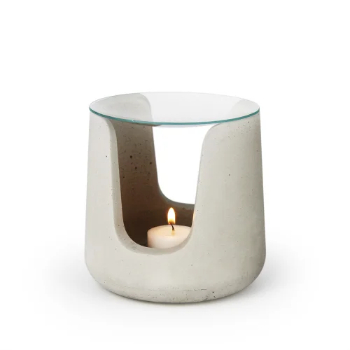 Coho Objet	 - Concre Grey Aromatheraphy Oil Burner With Glass Bowl
