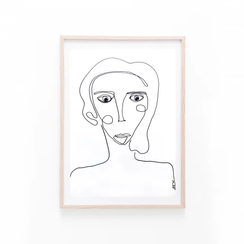 Diy and Green - Resim Kağıdı Çizgisel Portre Serisi- 01 Tablo