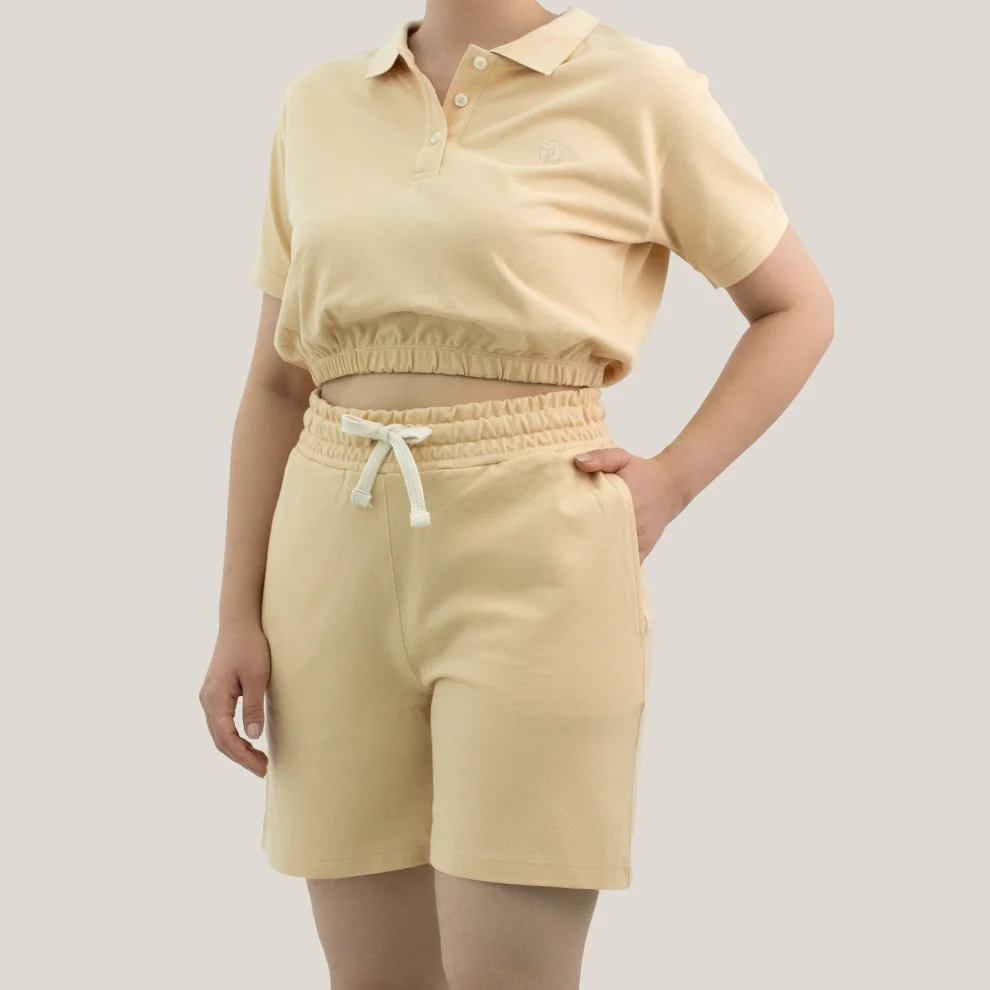 Pour Pur - Polo Neck Crop T-shirt Shorts Set