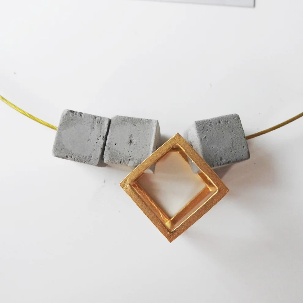 Root Jewellery - Dancing Cube Concrete Necklace