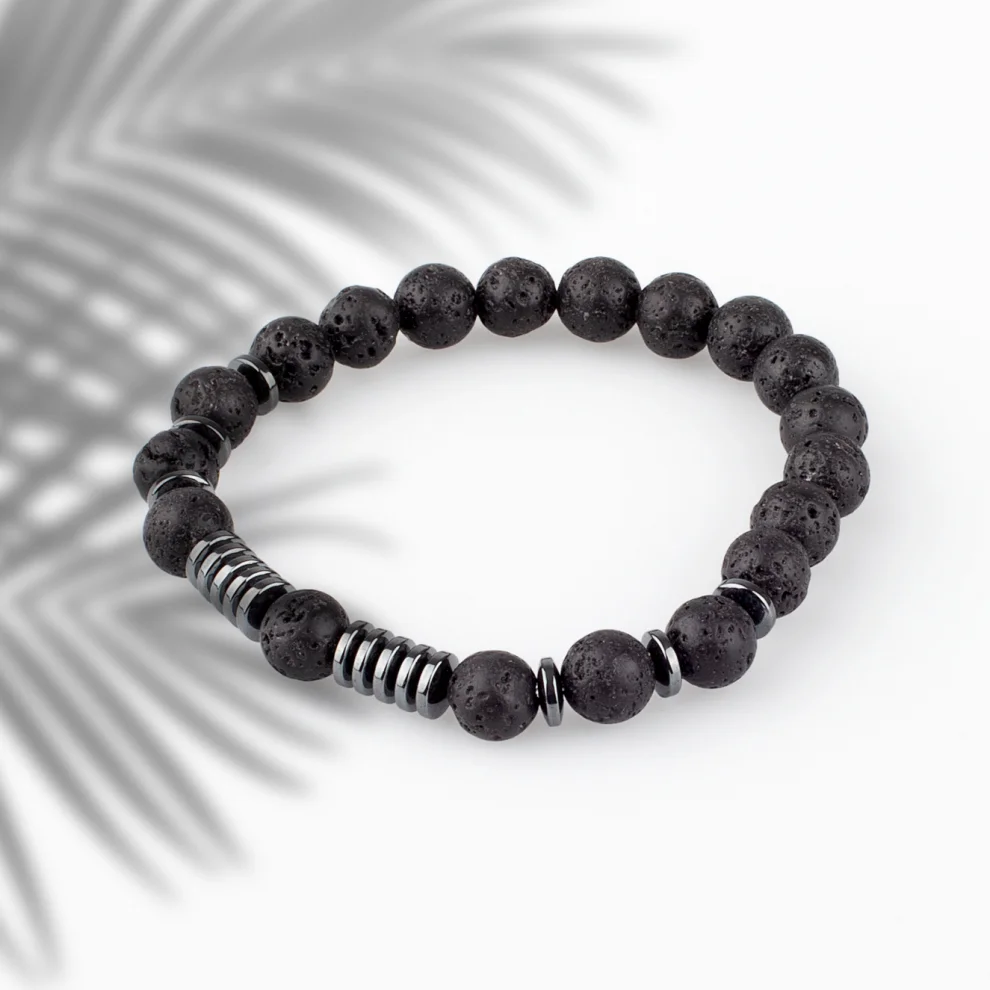 Hematite and black lava stone deals bracelet