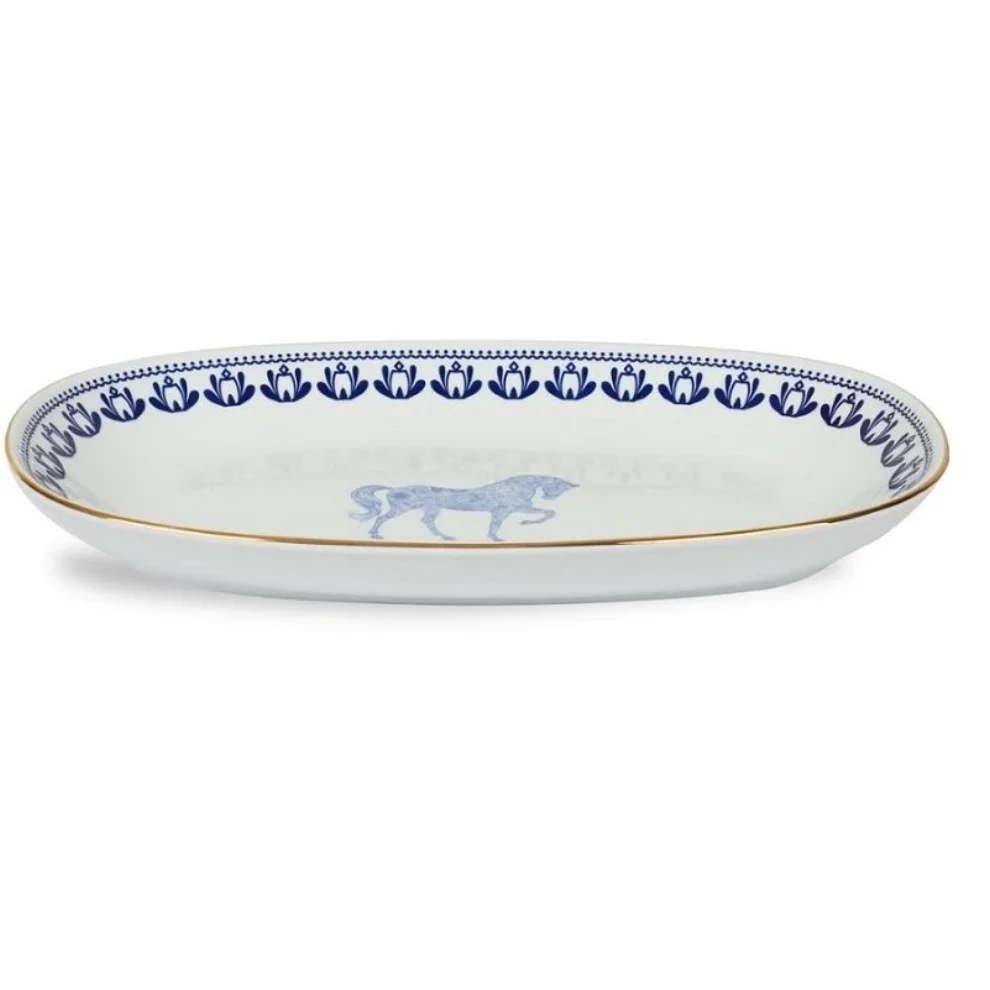 Some Home İstanbul - Horse Luck Collection Blue 34cm Kayık Servis Tabak