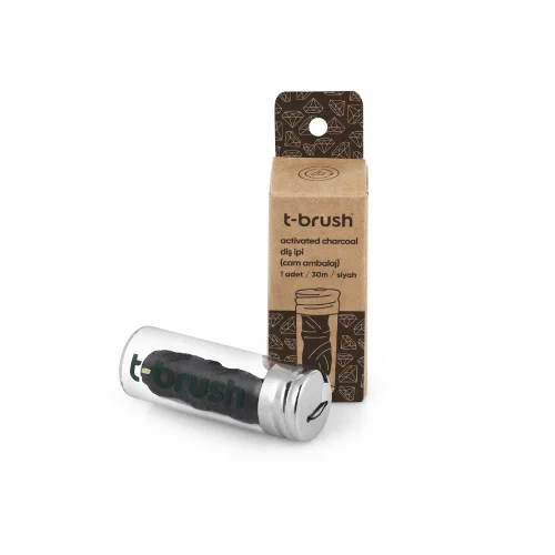 T-Brush - Activated Charcoal Glass Bottle Natural Dental Floss - 30ml