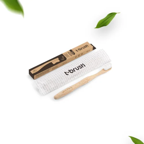 T-Brush - Natural Bamboo Vegan Toothbrush - Cream Color - Medium Hard ( Medium)