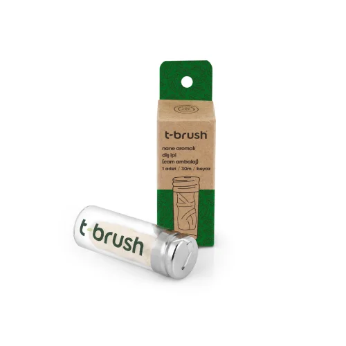 T-Brush - Naneli Cam Şişe Doğal Diş İpi - 30ml