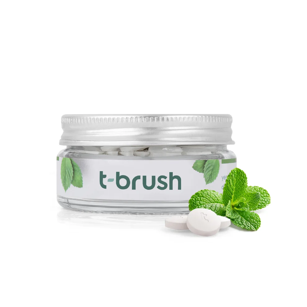 T-Brush - Naneli Doğal Diş Macunu Tableti Vegan - 90 Tablet