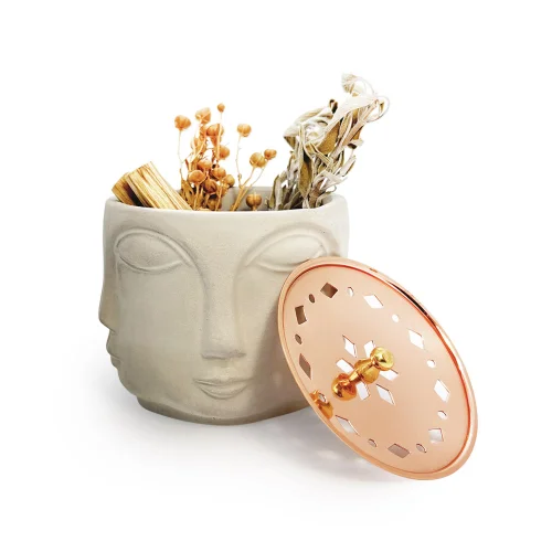 Coho Objet	 - Box Faces Incense Pot & Chamomile & Sage & Lavender Incense Gift Set