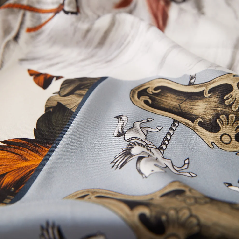 Lumoths - Free Spirit Wild Horses & Moths Twill Silk Art Shawl