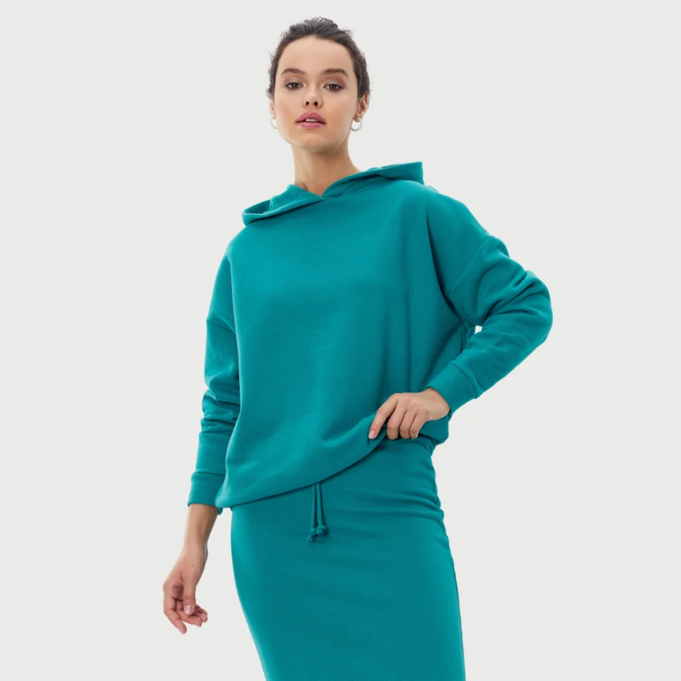 Auric - Lace Detail Hooded Oversize Sweatshirt