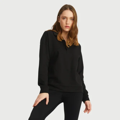 Auric - Polo Neck Basic Sweatshirt