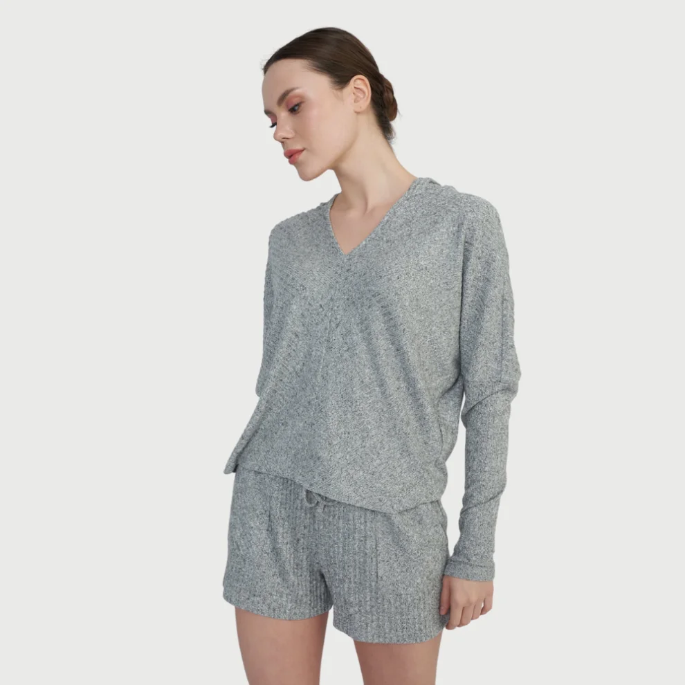 Auric - Hooded Knitted Pajama Top Sweatshirt