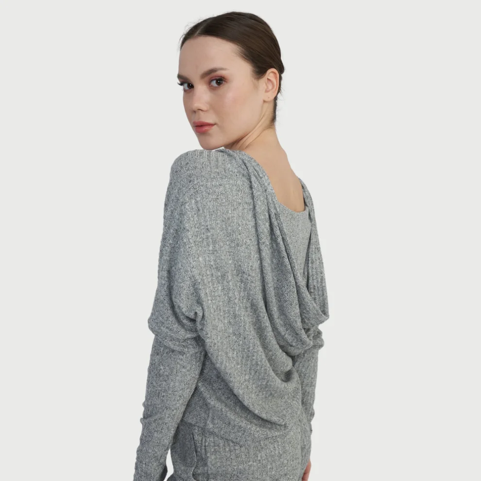 Auric - Hooded Knitted Pajama Top Sweatshirt