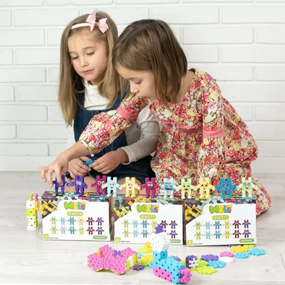 Meli Toys - Blok Oyuncak Emoti Rainbow