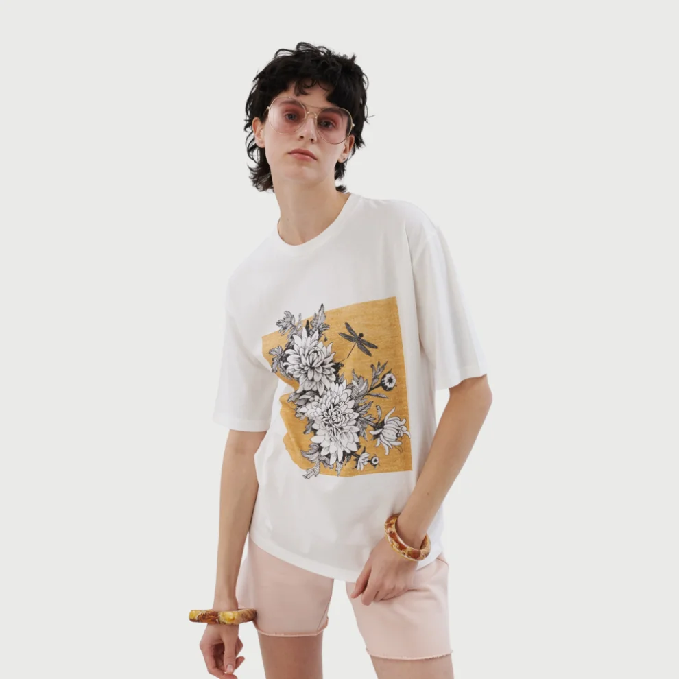 Auric - Pamuk Çiçek Baskılı T-shirt