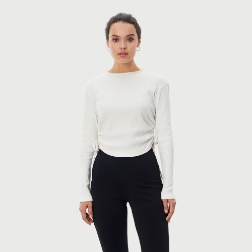 Auric - Cotton Side Pleated Blouse