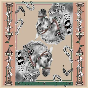 Delusion Horses & Snakes Twill Silk Art Shawl