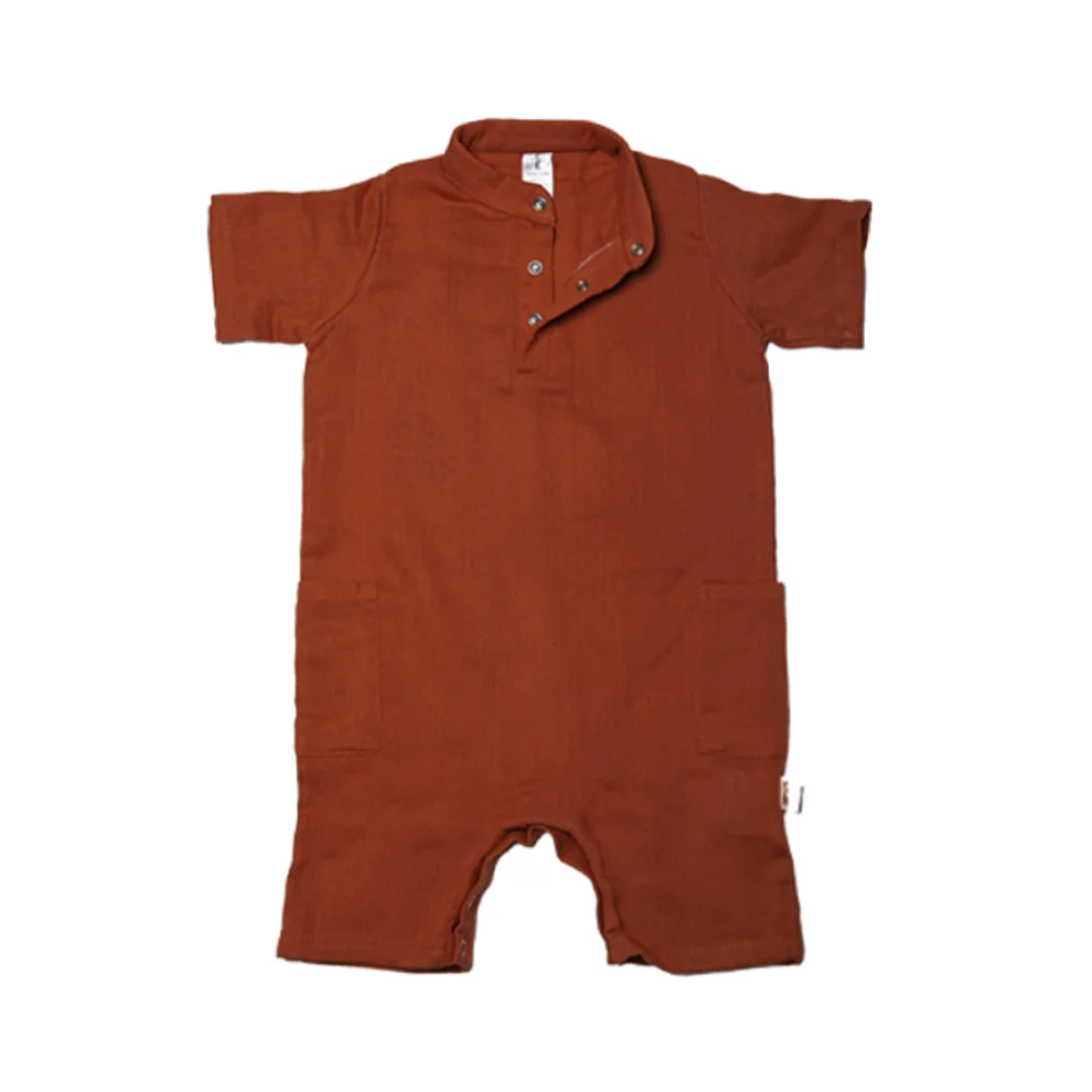 Moose Store Baby & Kids - Organik Pamuk Müslin Kumaş Tarçın Bebek Çocuk Tulum