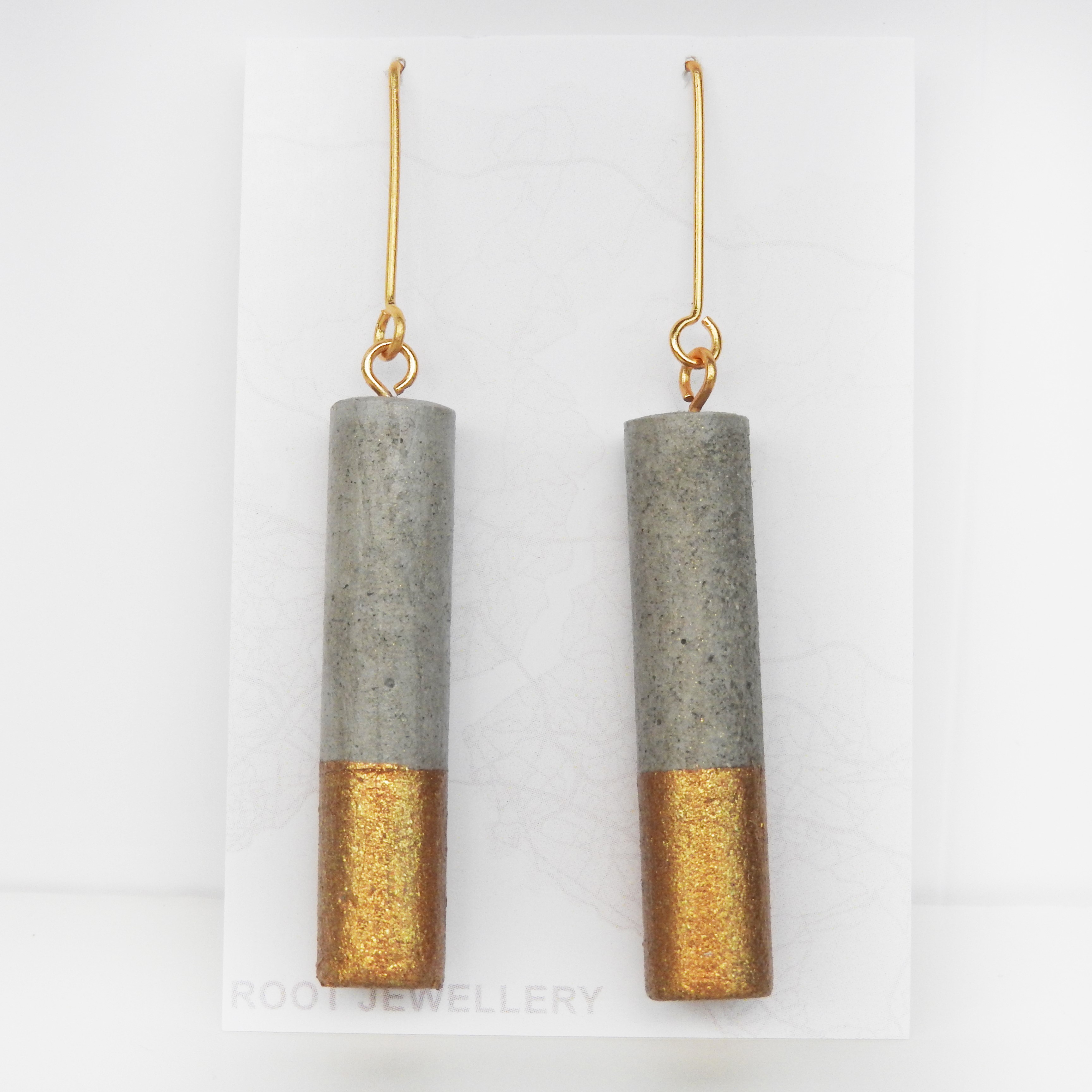 Gold Twin Cylinder Earrings