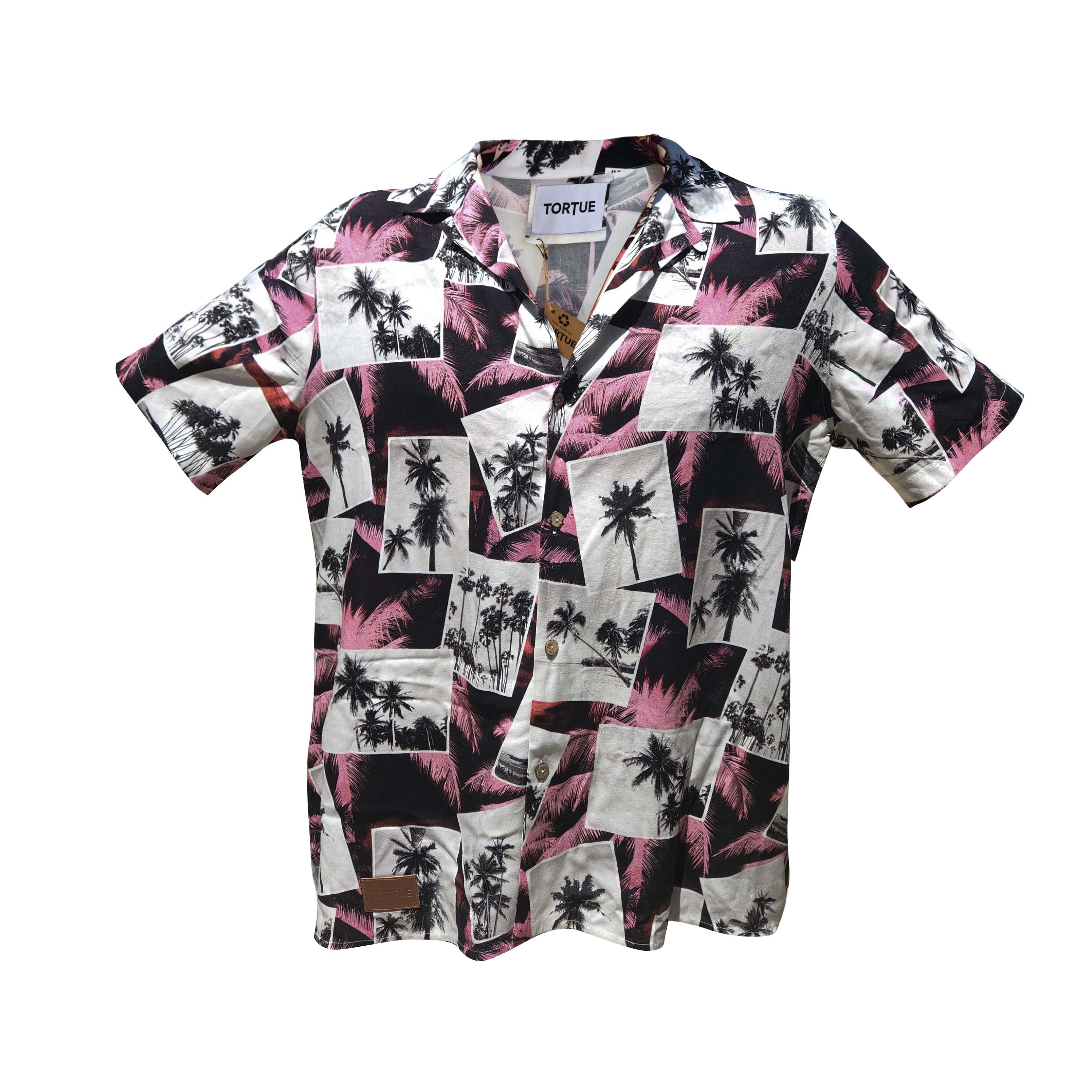 Palm Pattern Cotton Short Sleeve Shirt