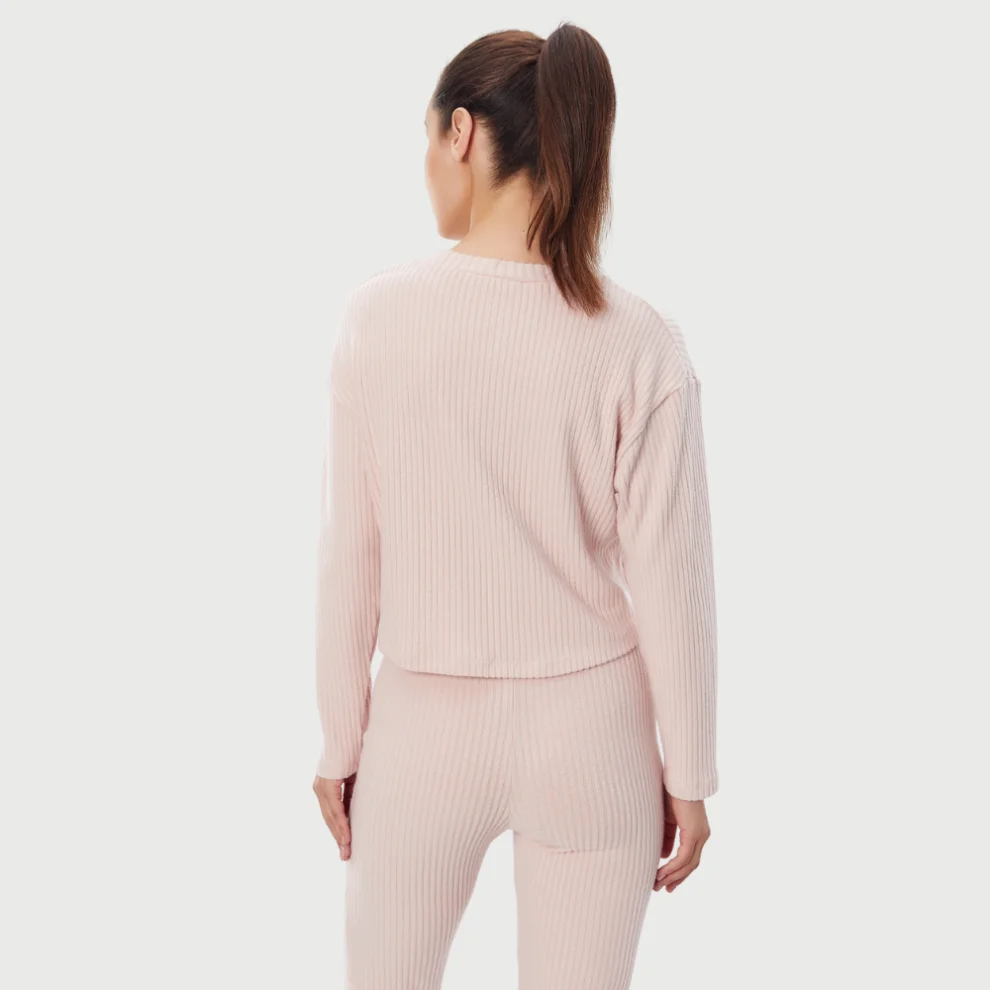 Auric - Ribbed Comfort Blouse Pajama Top