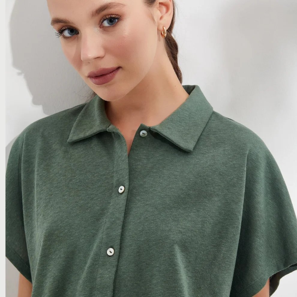 Auric - Polo Collar Linen Blend Shirt
