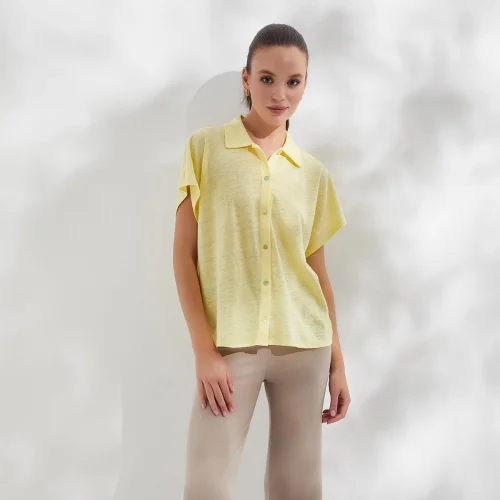 Auric - Polo Collar Linen Blend Shirt