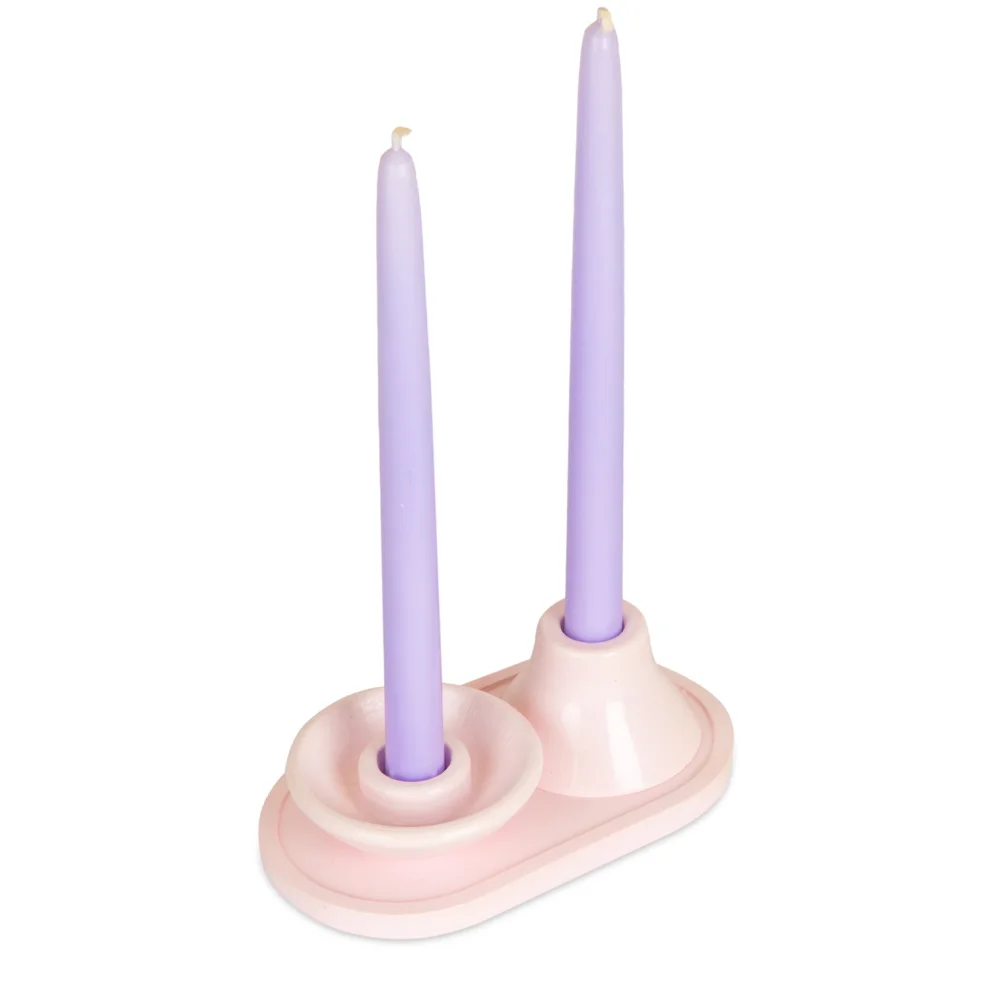 Candu Things - Concrete Tray Candlestick Holder Set