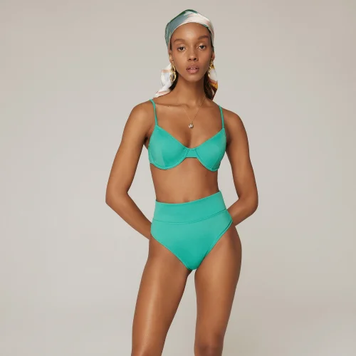 Haracci - Auretta Econyl One Shoulder Brazilian Bikini Set Blue M | hipicon