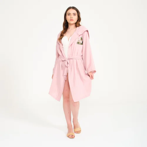 Miespiga - Personalized Duck Embroidered Pool, Beach, Bath Hooded Cover-up  Robe For Women- Muslin And Cotton Kimono Bathrobe