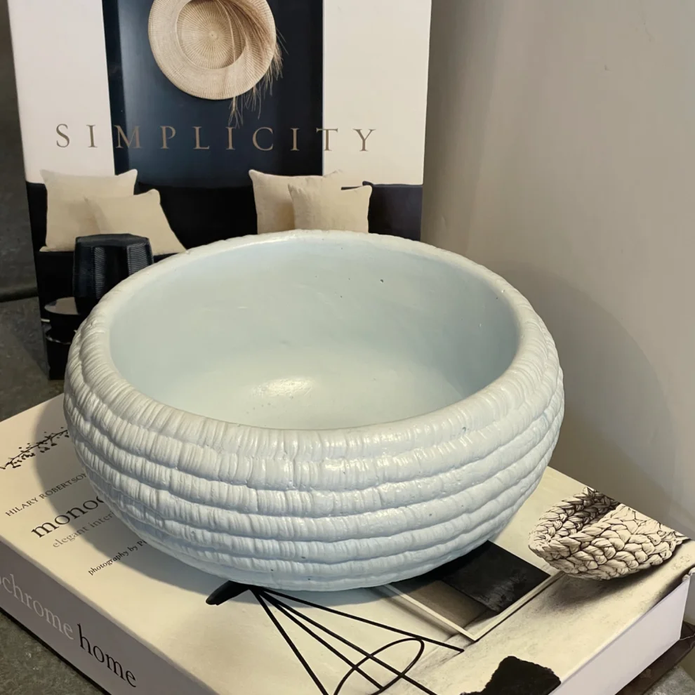 Candu Things - Rio Basket Patterned Large Concrete Bowl