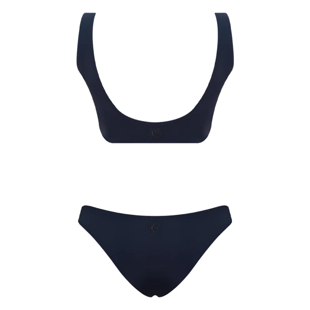 Haracci auretta econyl® single shoulder brazilian bikini set navy blue