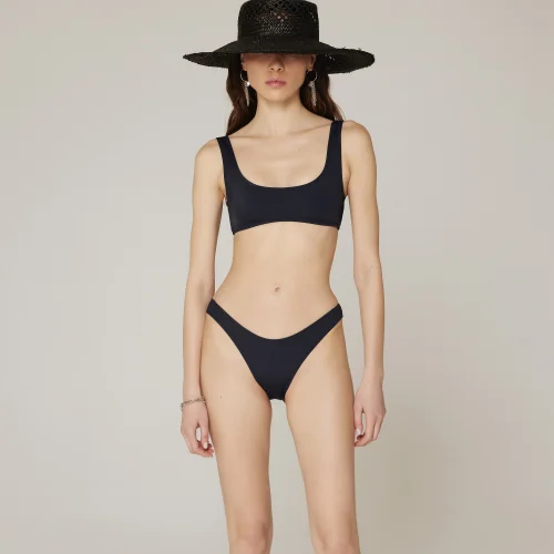 Haracci auretta econyl® single shoulder brazilian bikini set navy