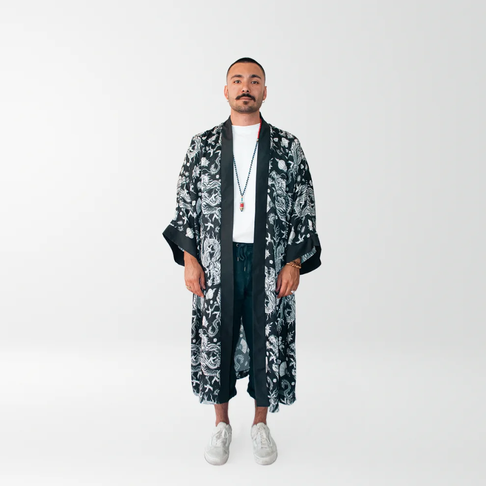 Helal Merch - Long Dark Double Dragon Kimono